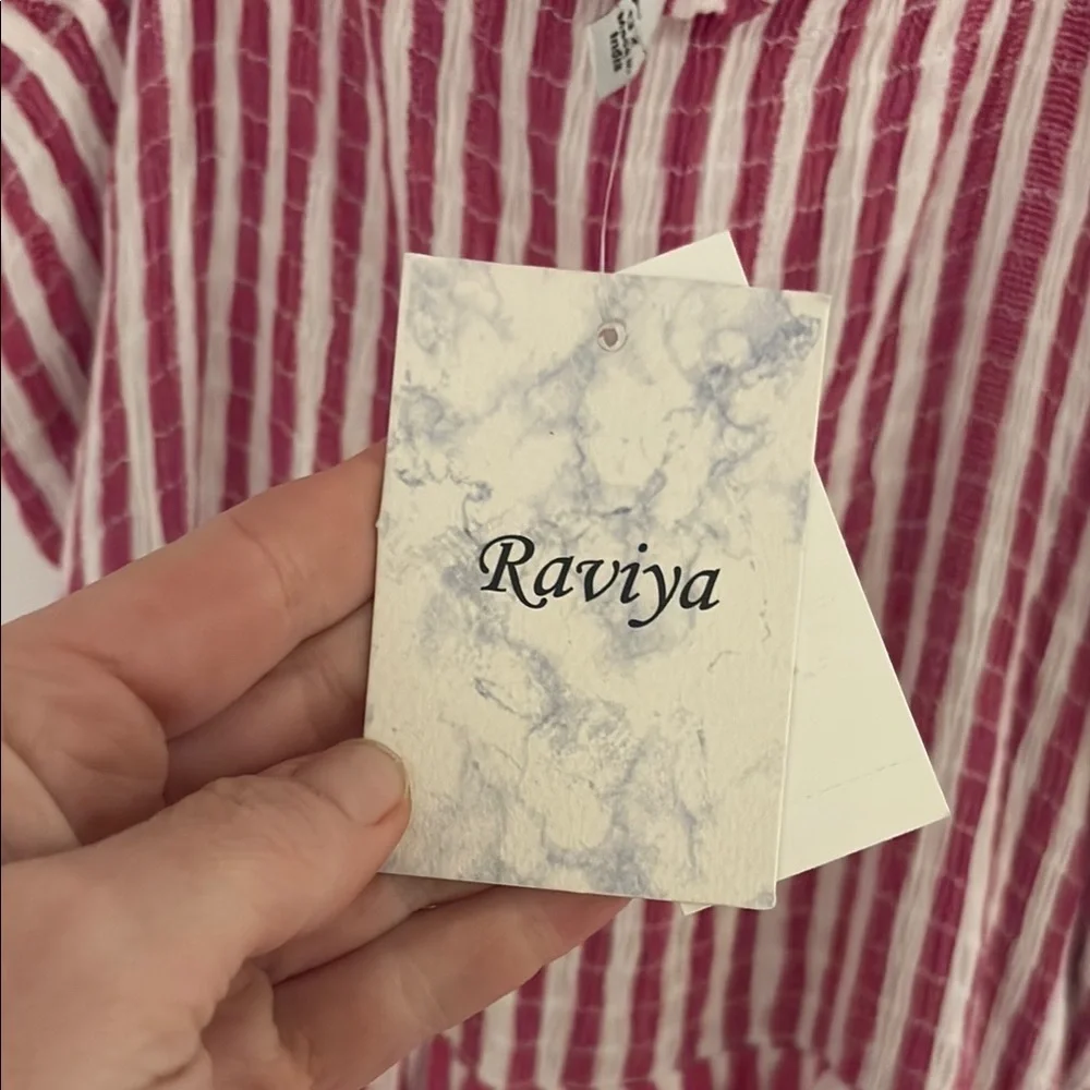 Raviya Pink and White Striped Swim Coverup